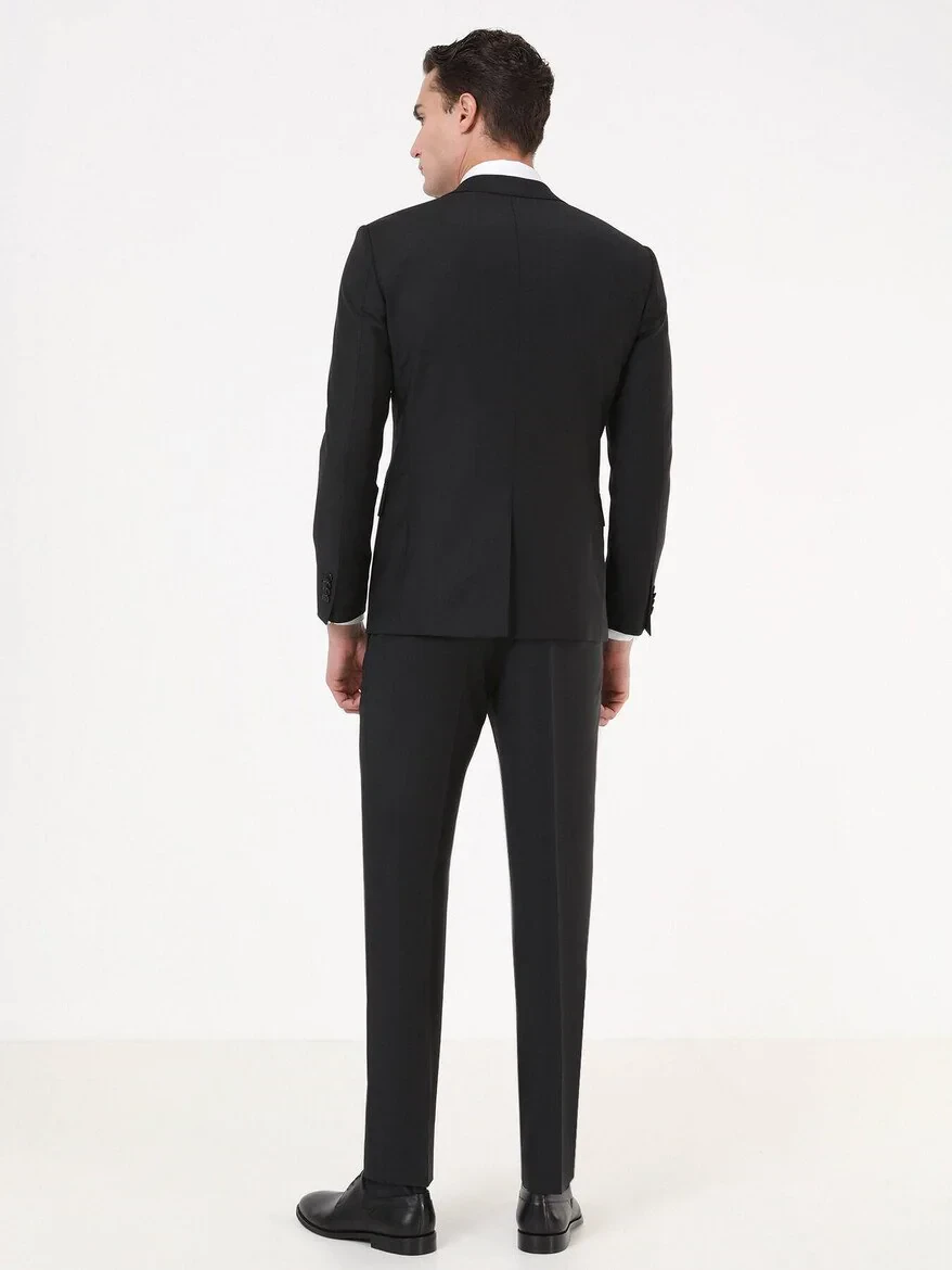Black Modern Fit Wool Blended Suit - 5