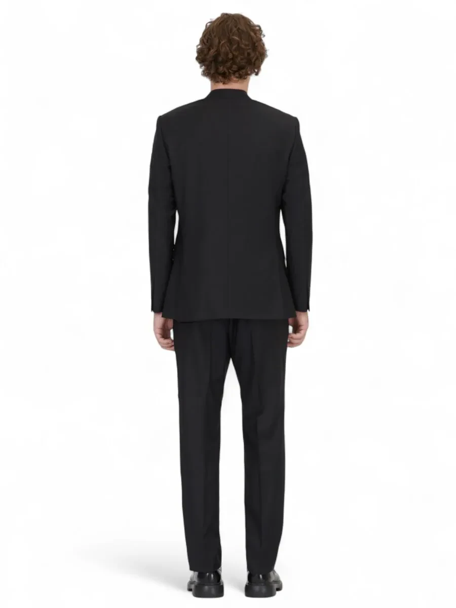 Black Modern Fit Wool Blended Suit - 5