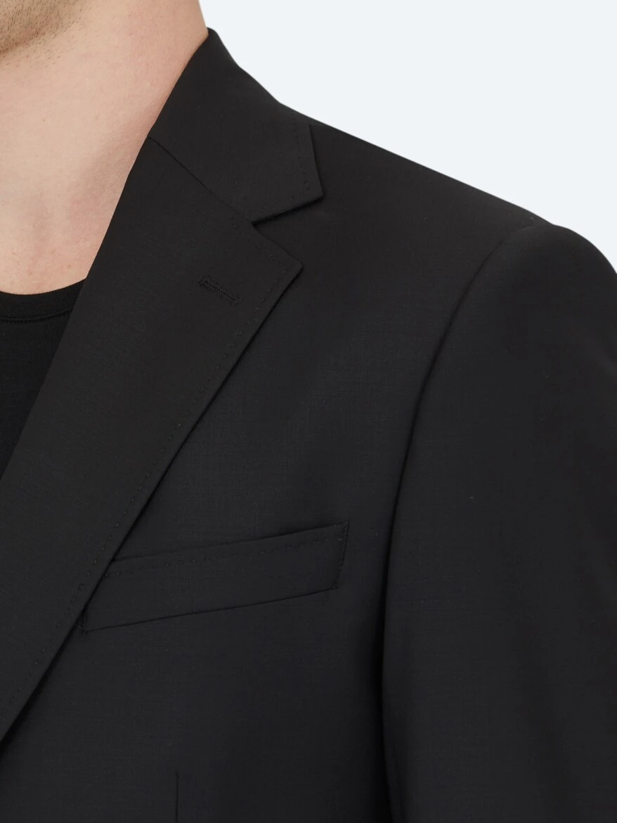 Black Modern Fit Wool Blended Suit - 4