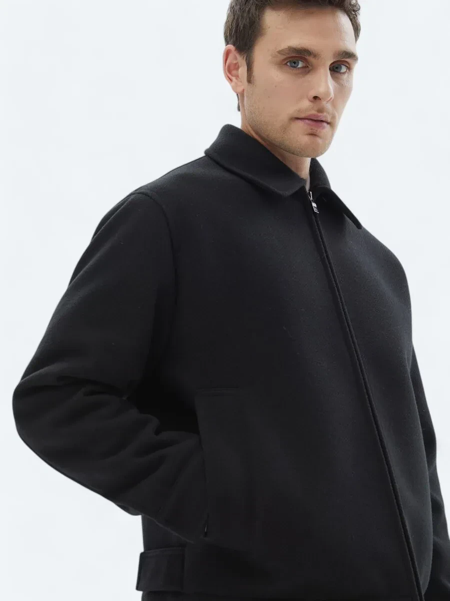 Black Oversize Fit Round Collar Casual Knitting Coat - 5