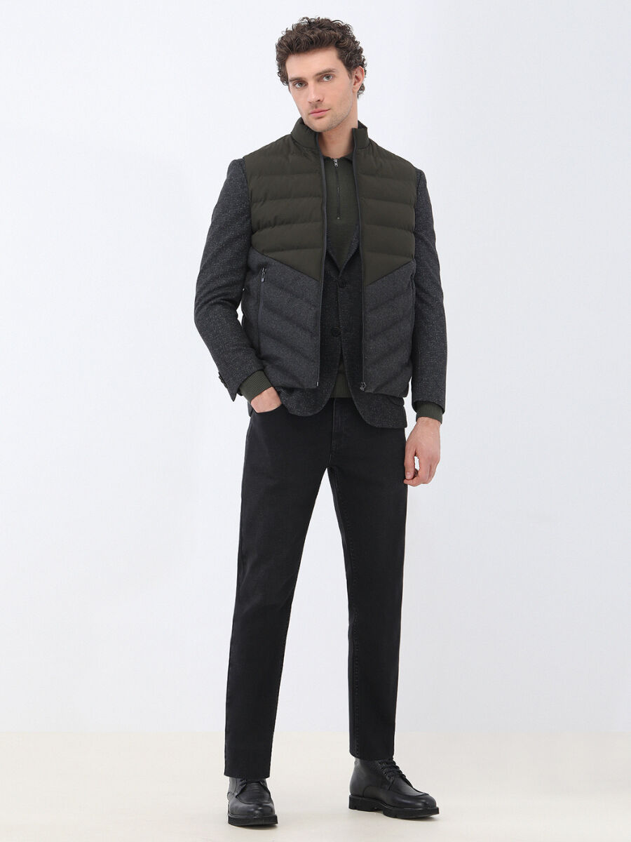 Black Patterned Modern Fit Jacket - 3