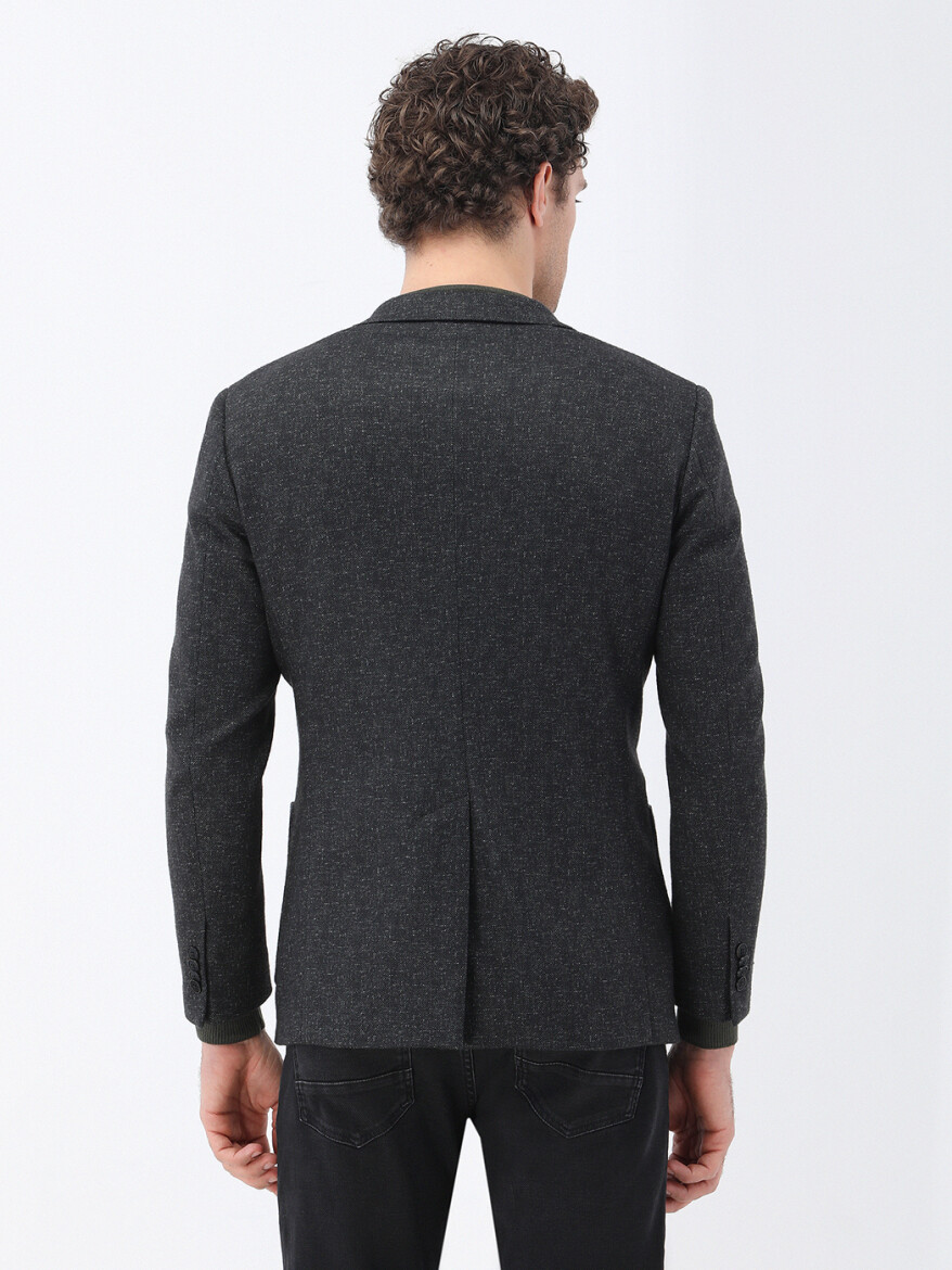 Black Patterned Modern Fit Jacket - 6