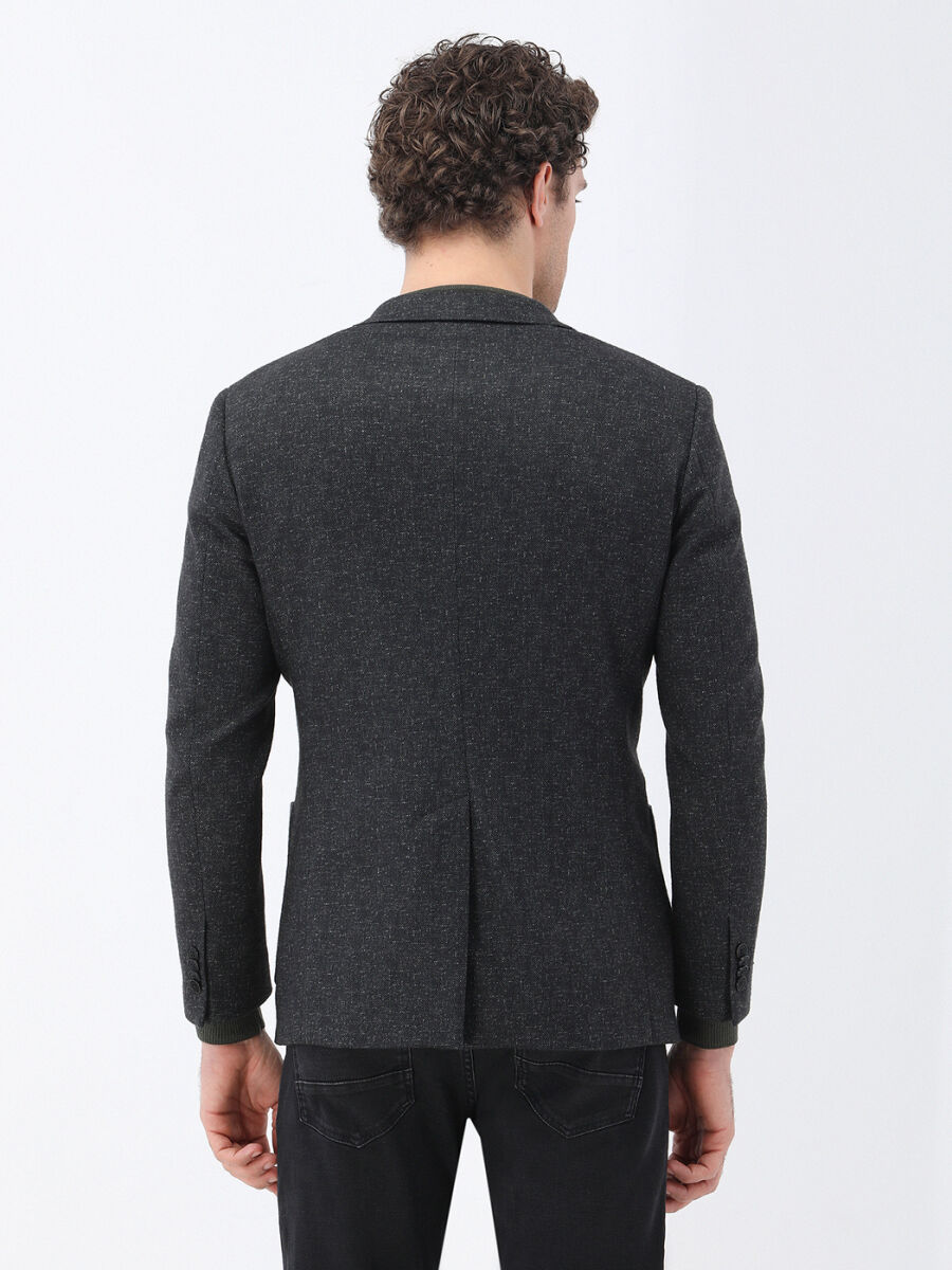 Black Patterned Modern Fit Jacket - 6