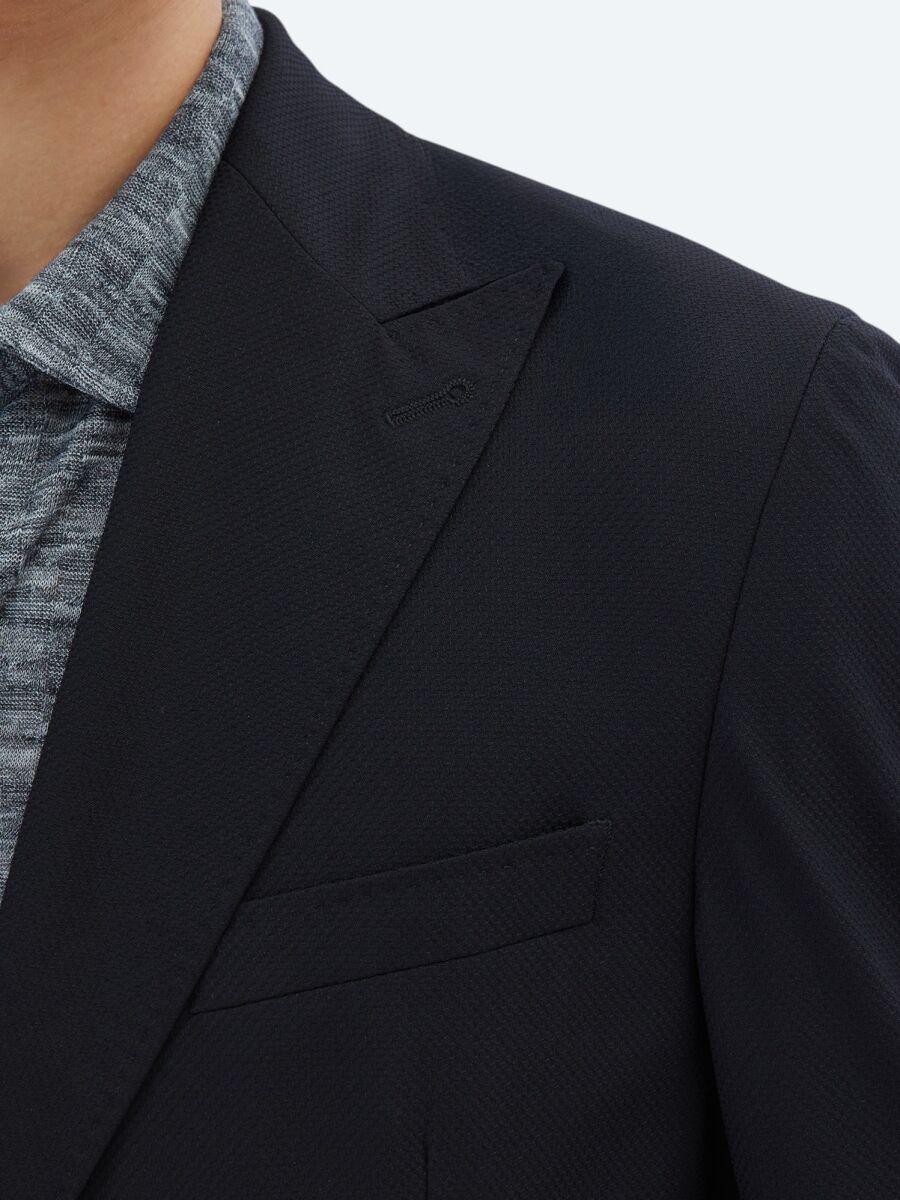 Black Patterned Modern Fit Jacket - 5