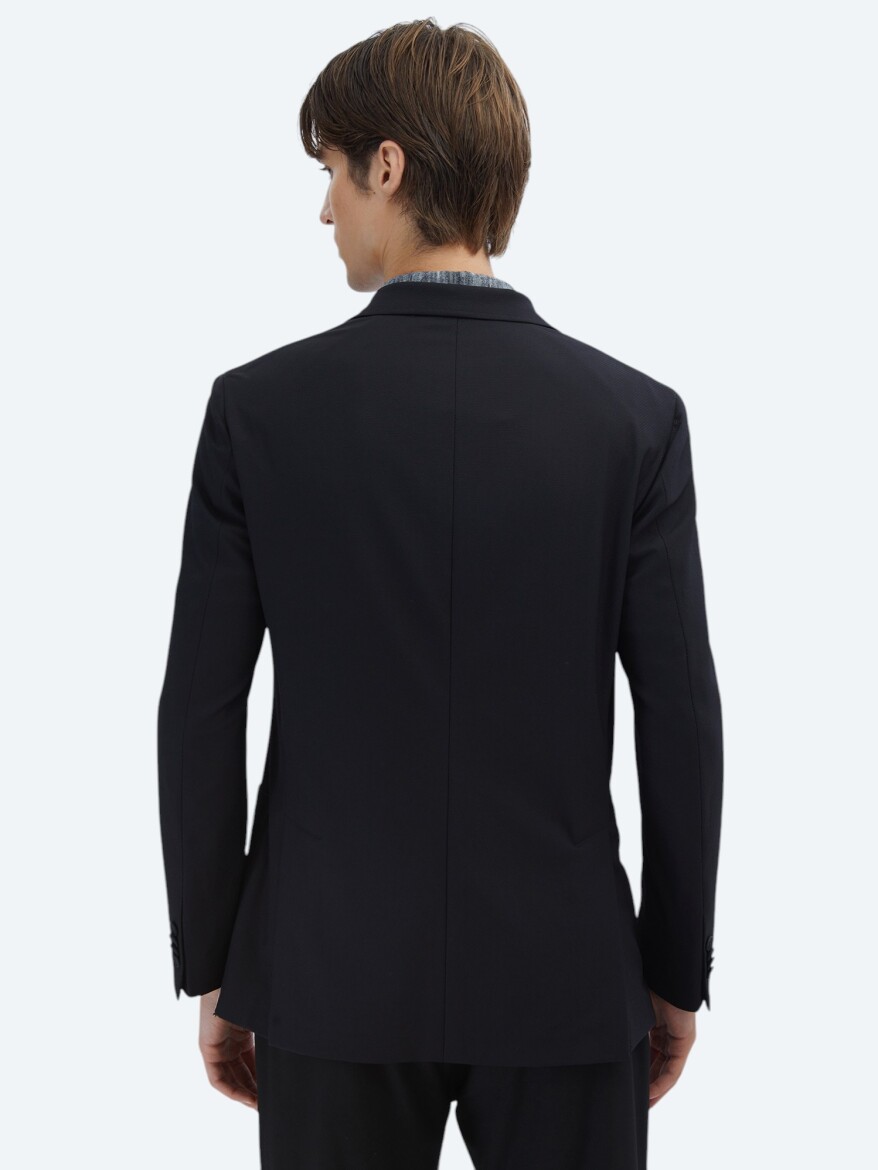 Black Patterned Modern Fit Jacket - 6