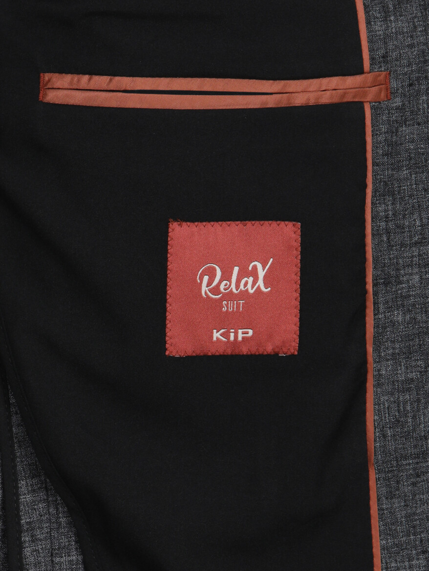 Black Patterned Modern Fit Linen Blended Suit - 9