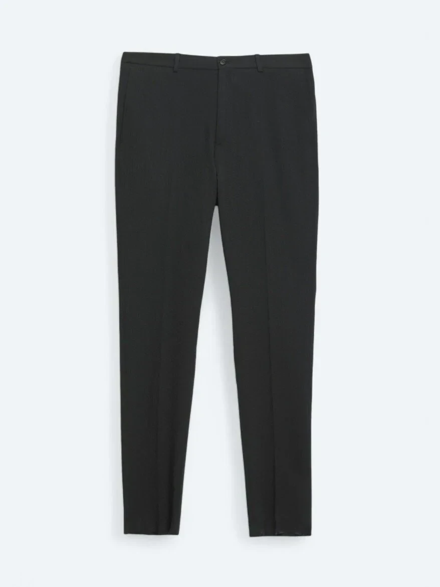 Black Patterned Modern Fit Suit - 7