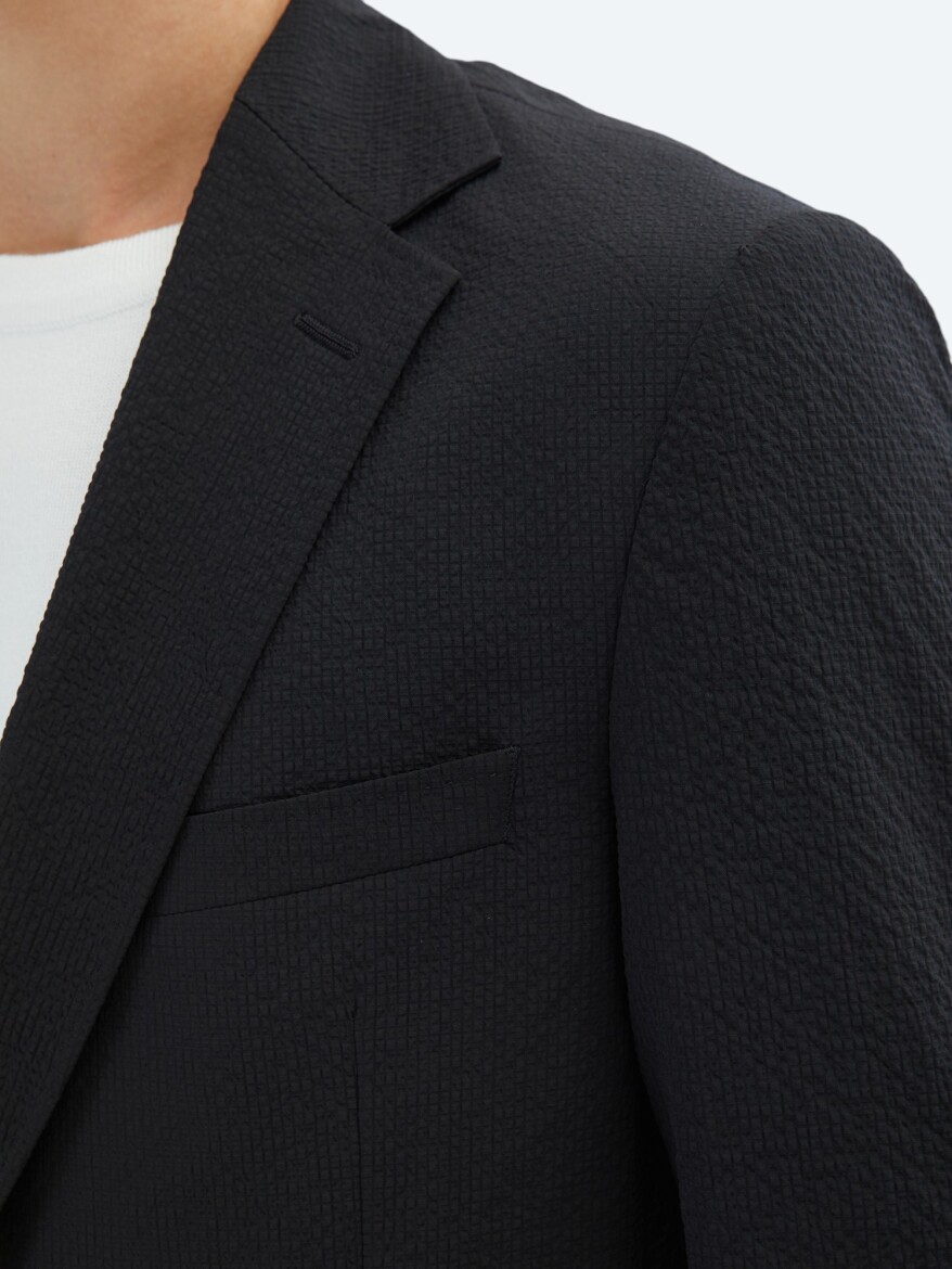 Black Patterned Modern Fit Suit - 4