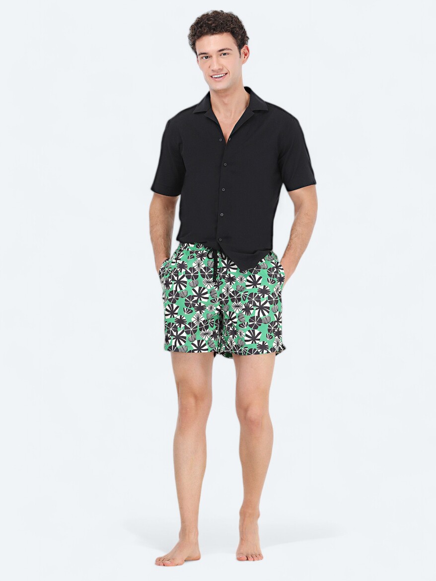 Black Patterned Regular Fit Weaving Casual 100% Cotton Shirt - 3