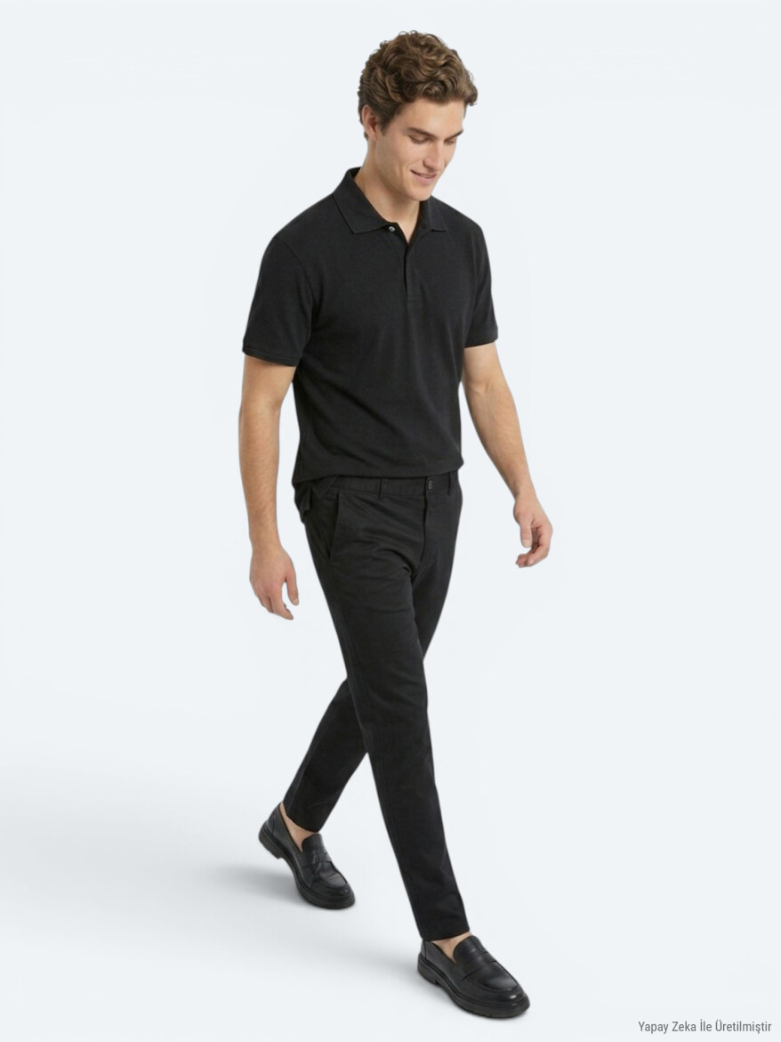 Black Plain 100% Cotton T-Shirt - KİP