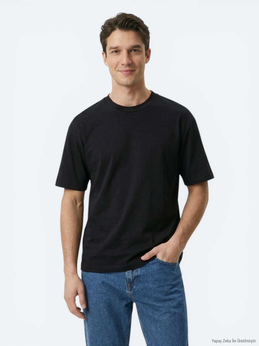 Black Plain 100% Cotton T-Shirt 