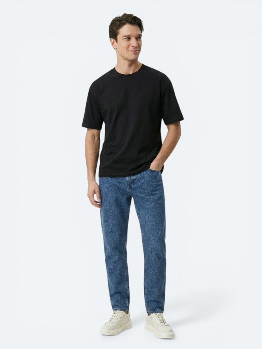 Black Plain 100% Cotton T-Shirt - 3