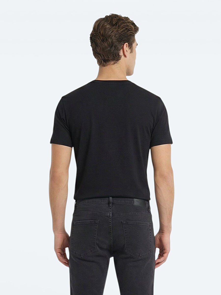 Black Plain 100% Cotton T-Shirt - 5