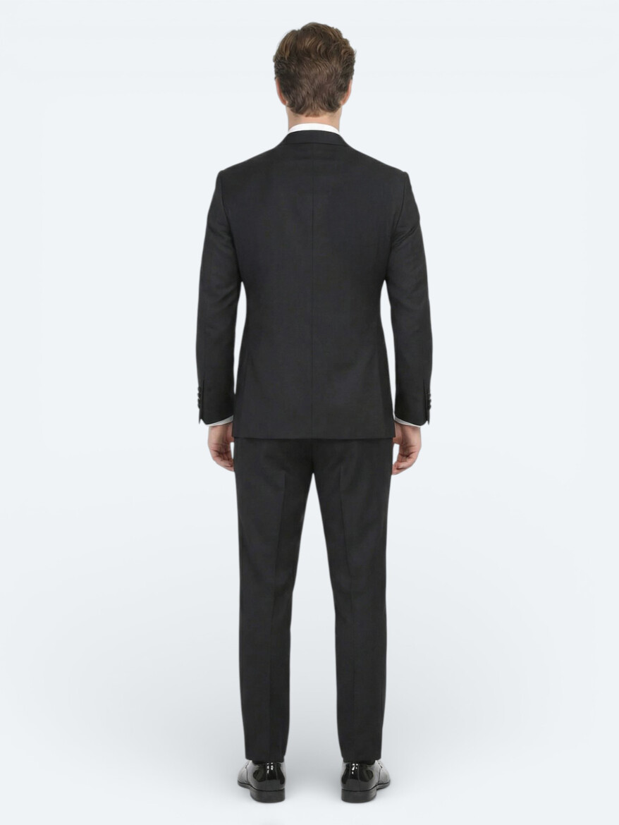 Black Plain Butterfly Collar Weaving Tuxedo - 4