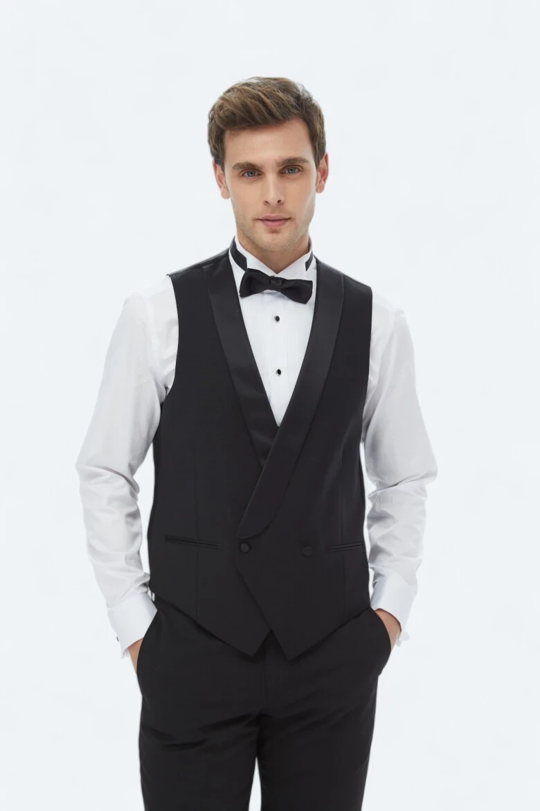 Black Plain Classical Waistcoat - 1