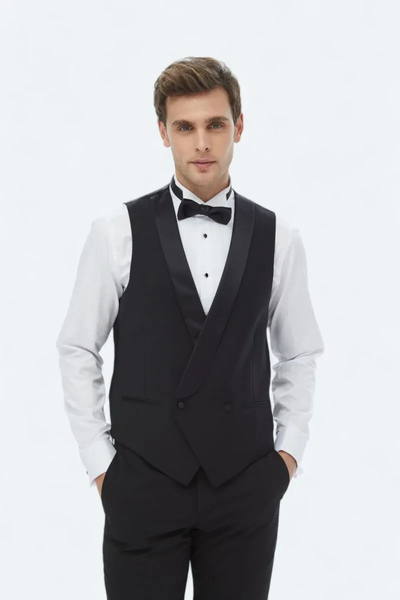 Black Plain Classical Waistcoat - 1