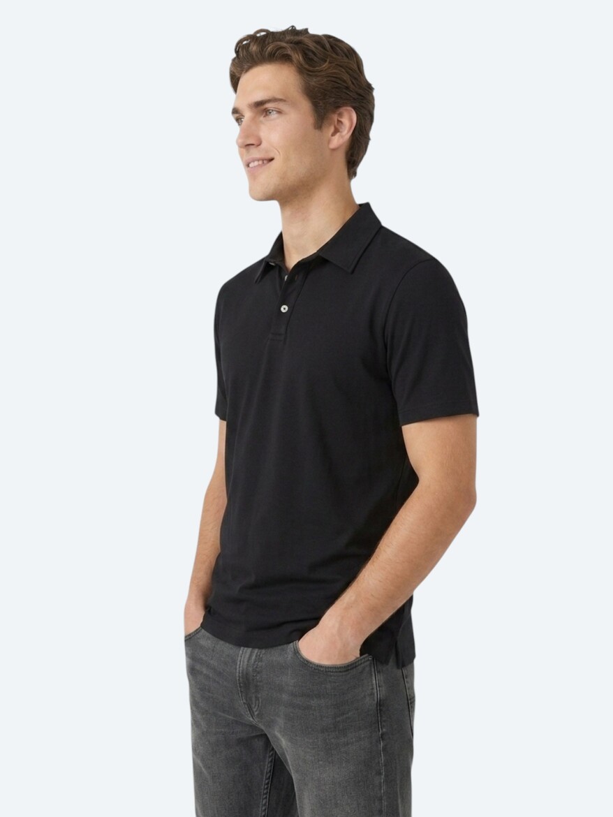 Black Plain Cotton Blended T-Shirt - 4