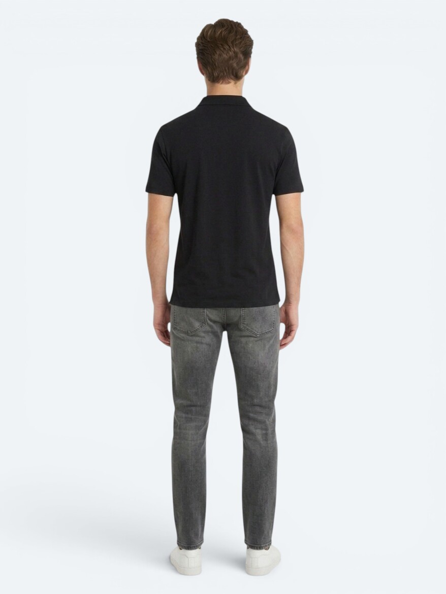 Black Plain Cotton Blended T-Shirt - 5