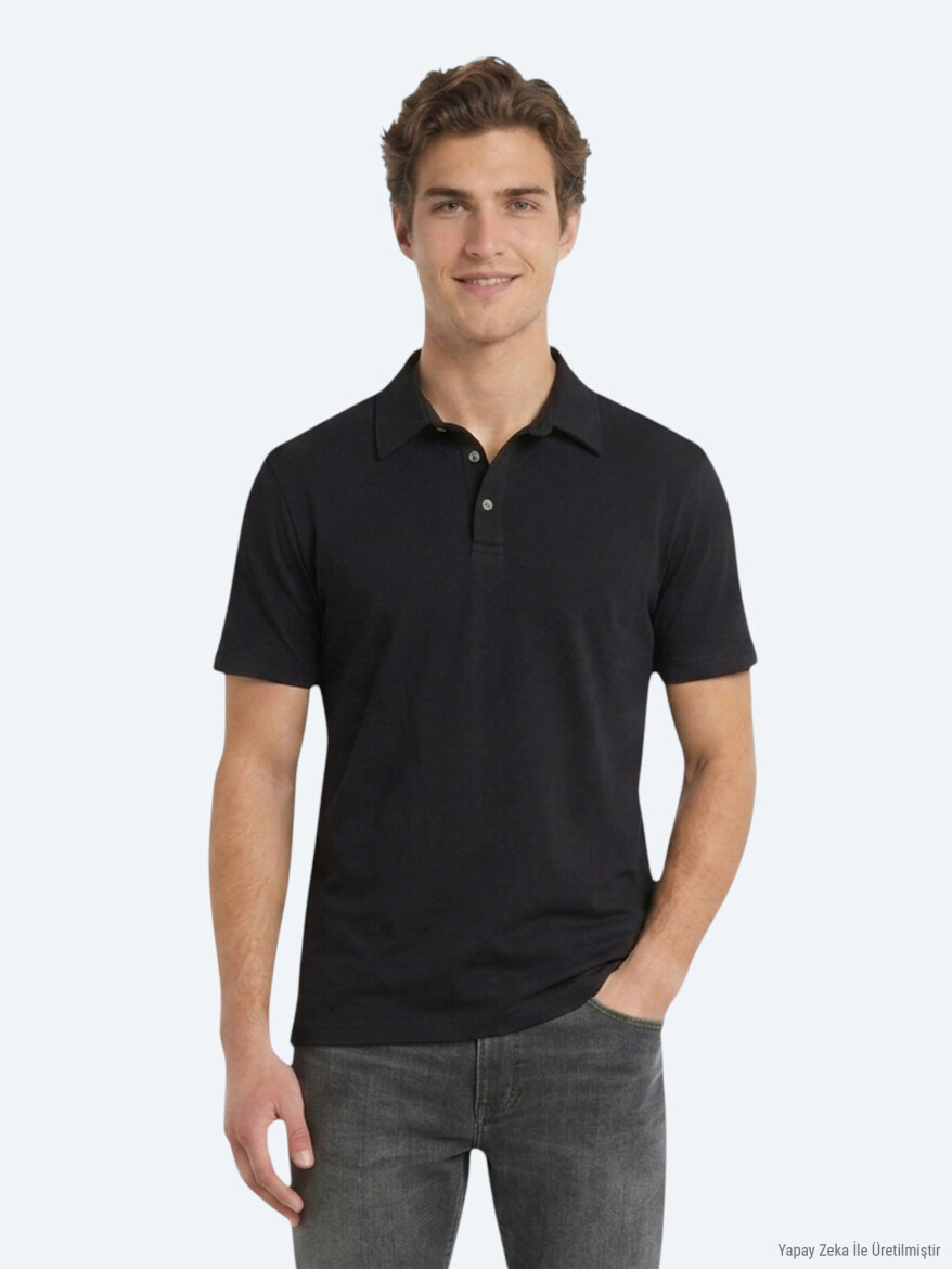 Black Plain Cotton Blended T-Shirt 