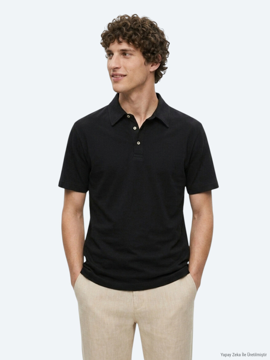 Black Plain Cotton Blended T-Shirt - 2