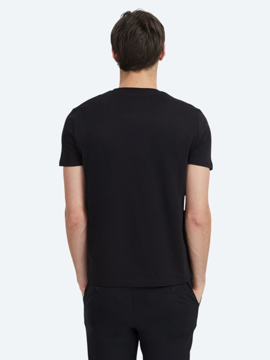 Black Plain Crew Neck 100% Cotton T-Shirt - 4