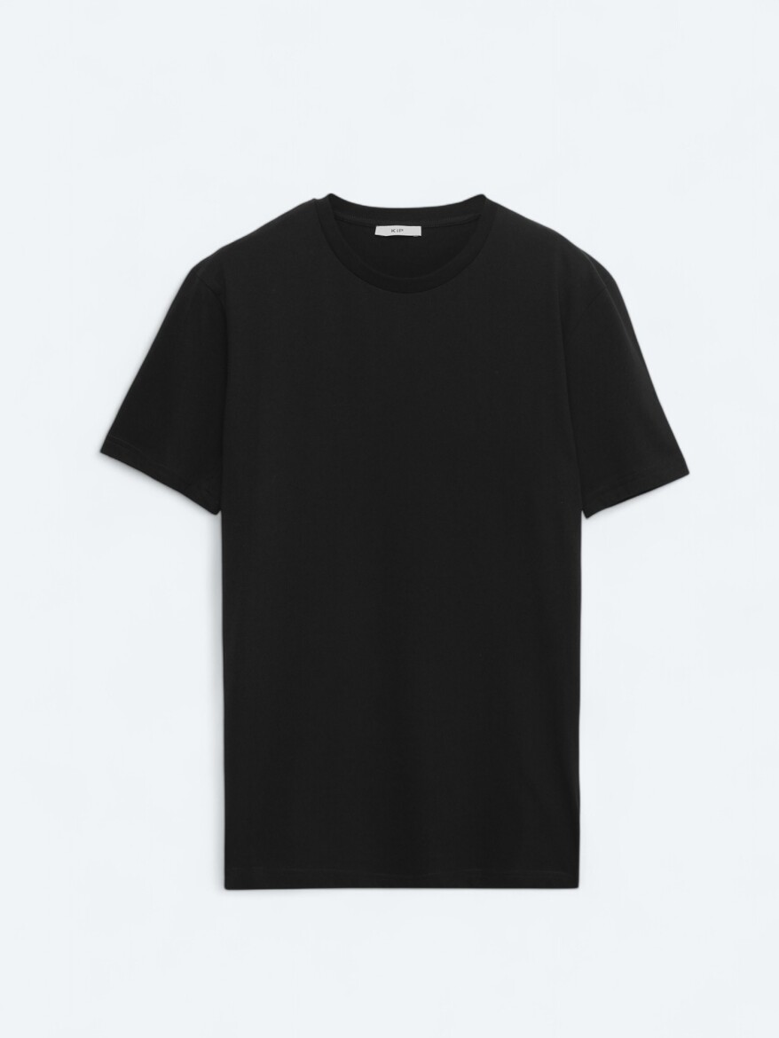 Black Plain Crew Neck 100% Cotton T-Shirt - 5