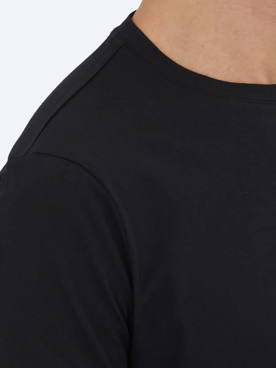 Black Plain Crew Neck 100% Cotton T-Shirt - 4