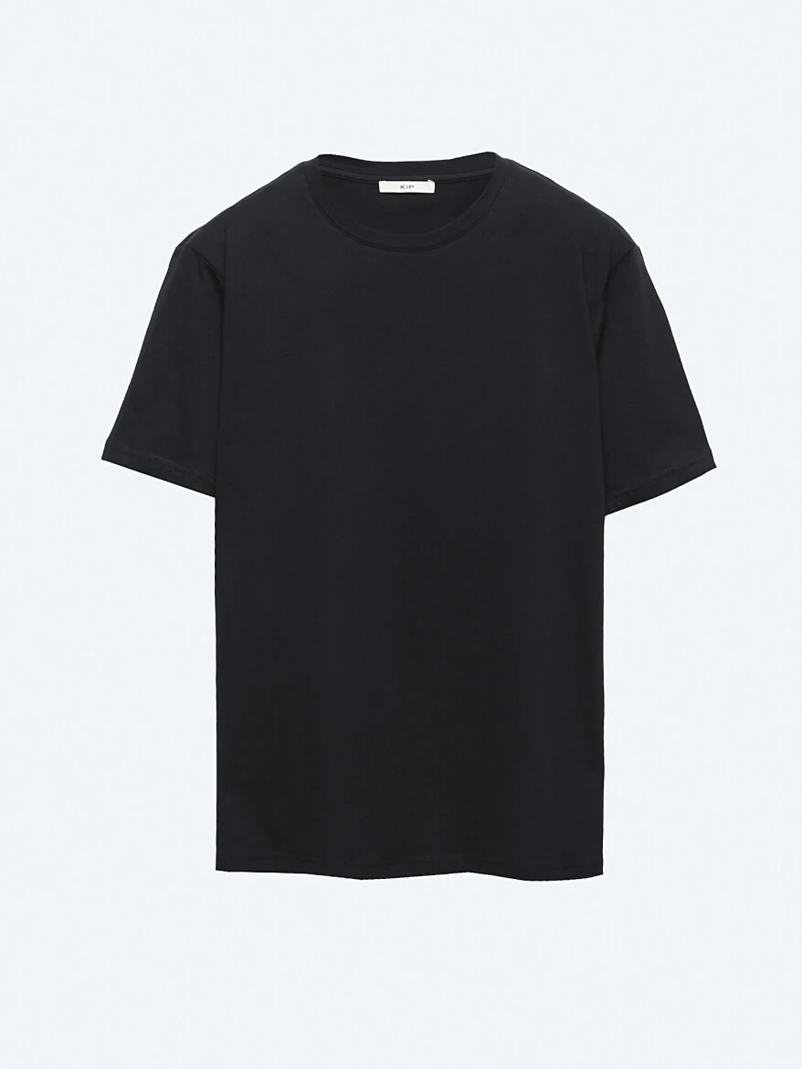 Black Plain Crew Neck 100% Cotton T-Shirt - 6