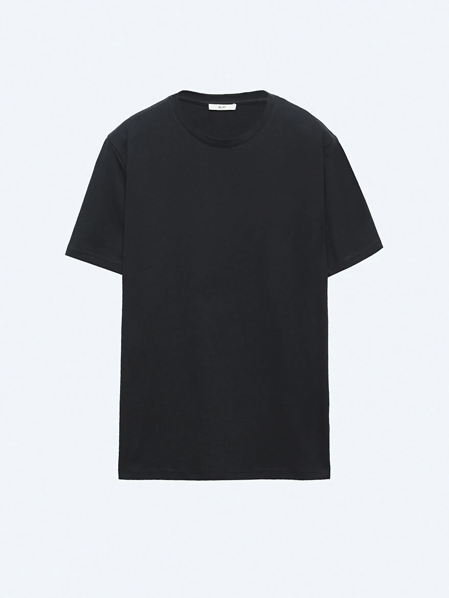 Black Plain Crew Neck 100% Cotton T-Shirt - 5