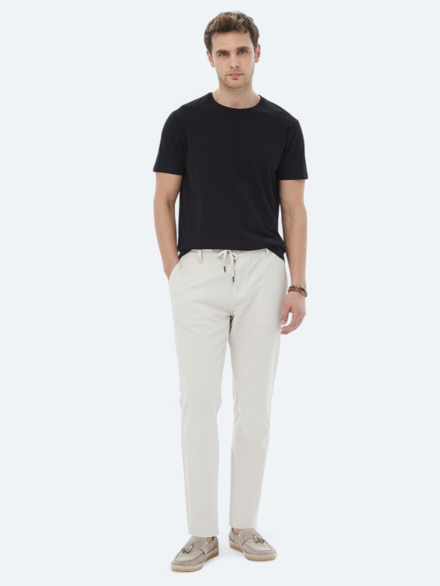 Black Plain Crew Neck Cotton Blended T-Shirt - 8