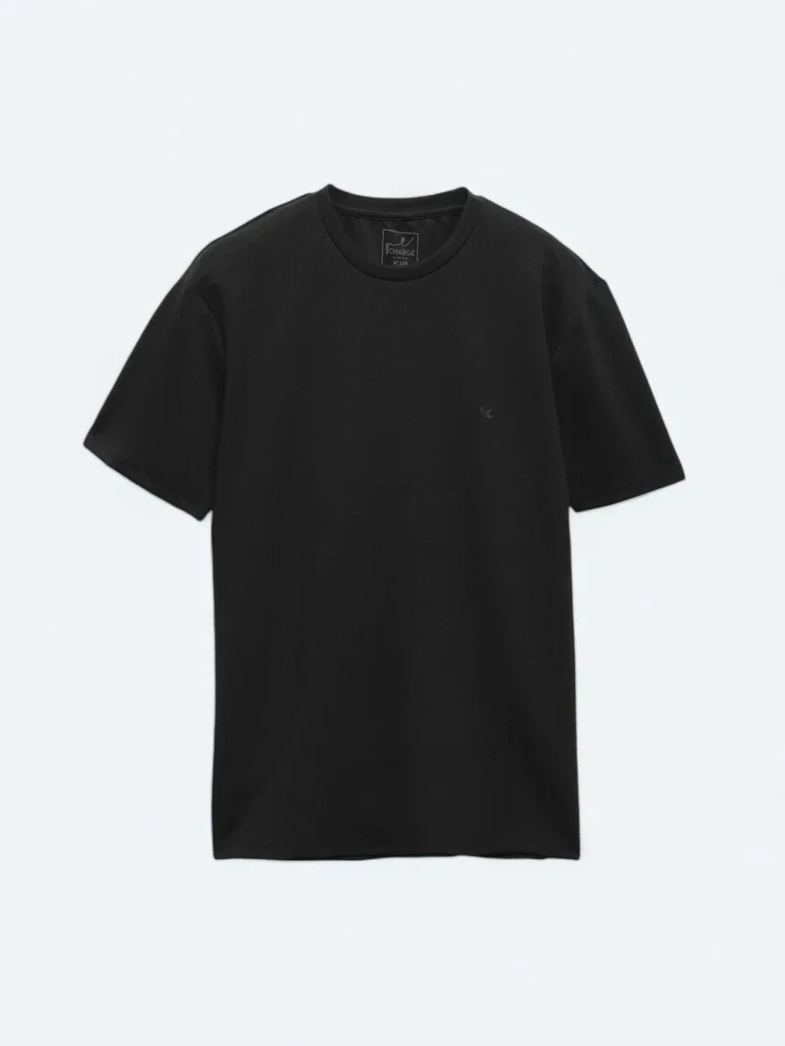 Black Plain Crew Neck T-Shirt - 6
