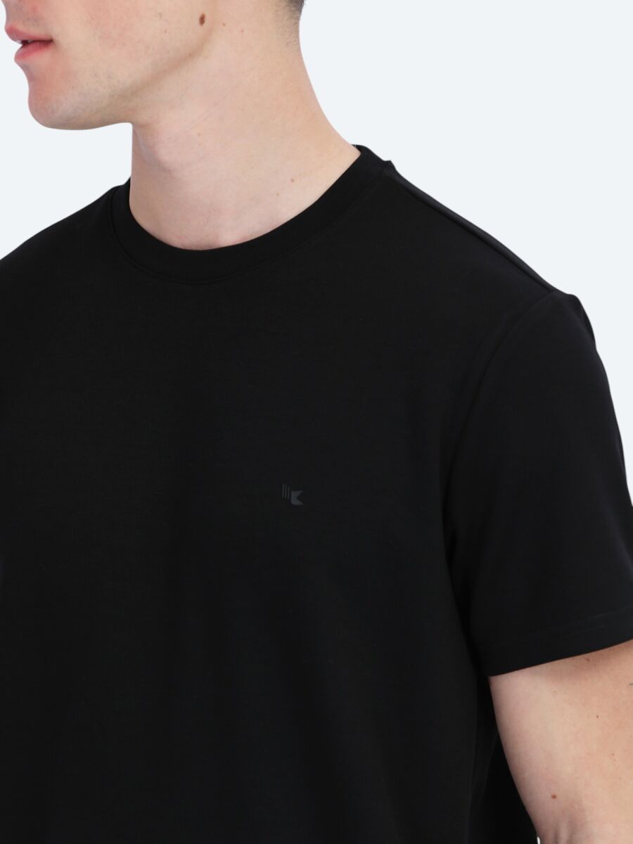 Black Plain Crew Neck T-Shirt - 5