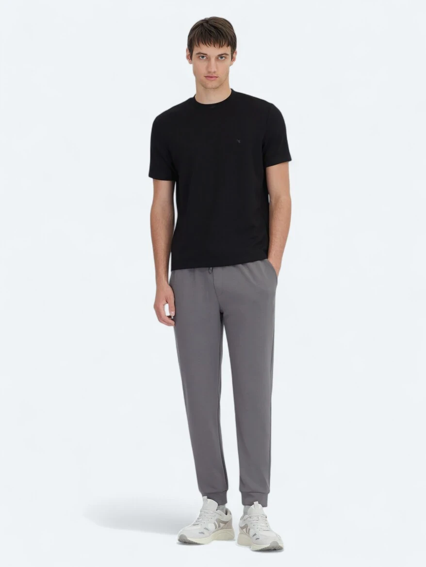 Black Plain Crew Neck T-Shirt - 2