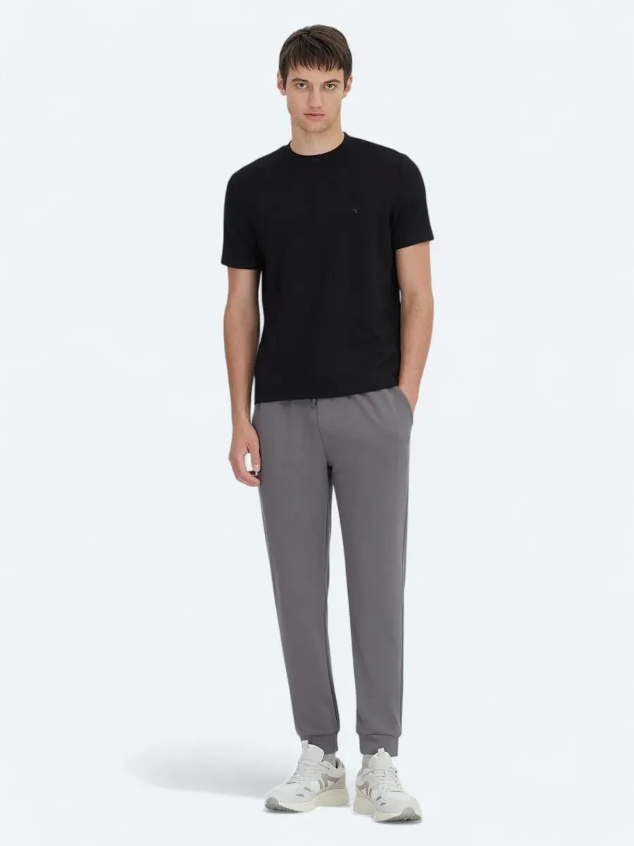 Black Plain Crew Neck T-Shirt - 2