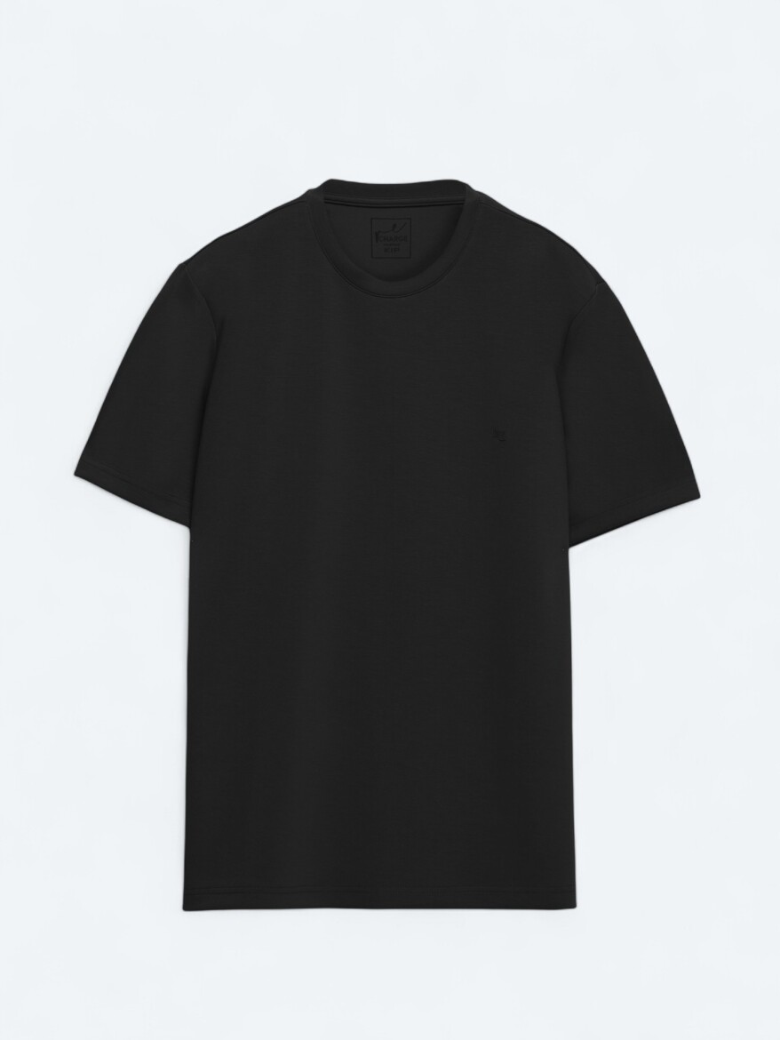 Black Plain Crew Neck T-Shirt - 6