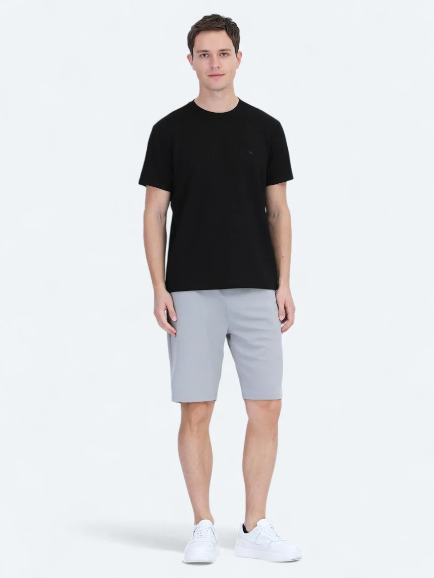 Black Plain Crew Neck T-Shirt - 2