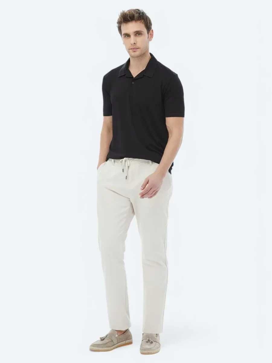 Black Plain Cuban Collar T-Shirt - 6
