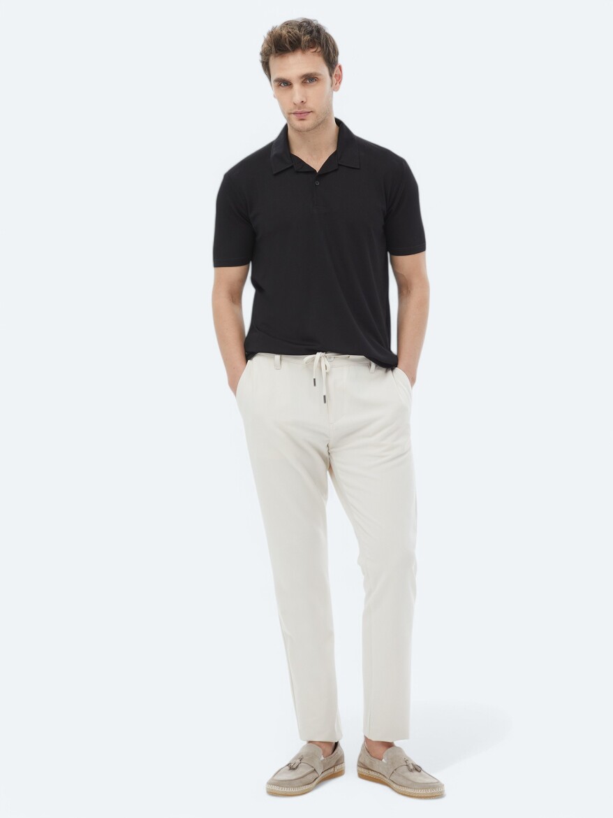 Black Plain Cuban Collar T-Shirt - 2