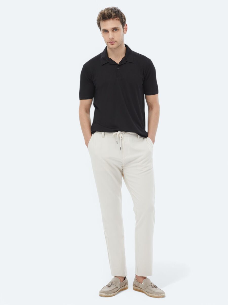 Black Plain Cuban Collar T-Shirt - 2