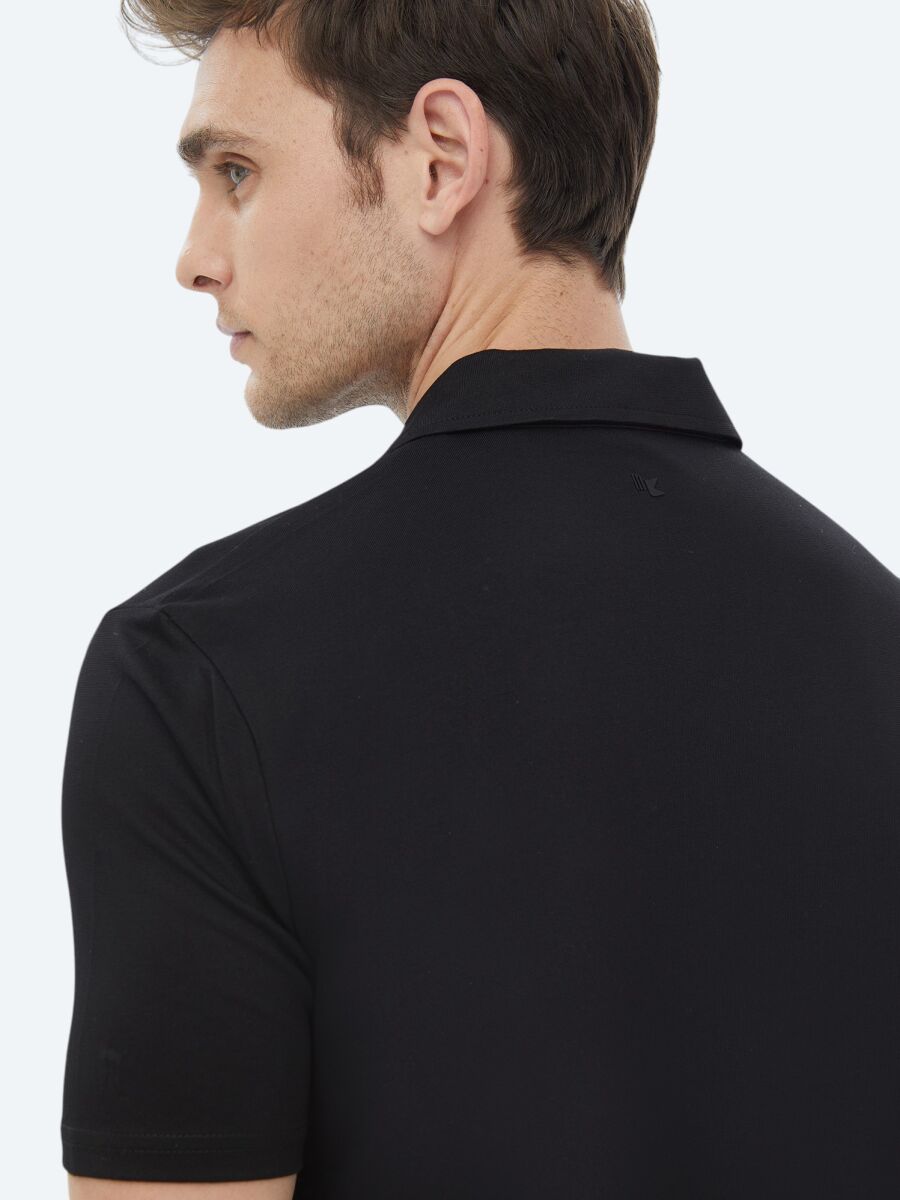 Black Plain Cuban Collar T-Shirt - 10