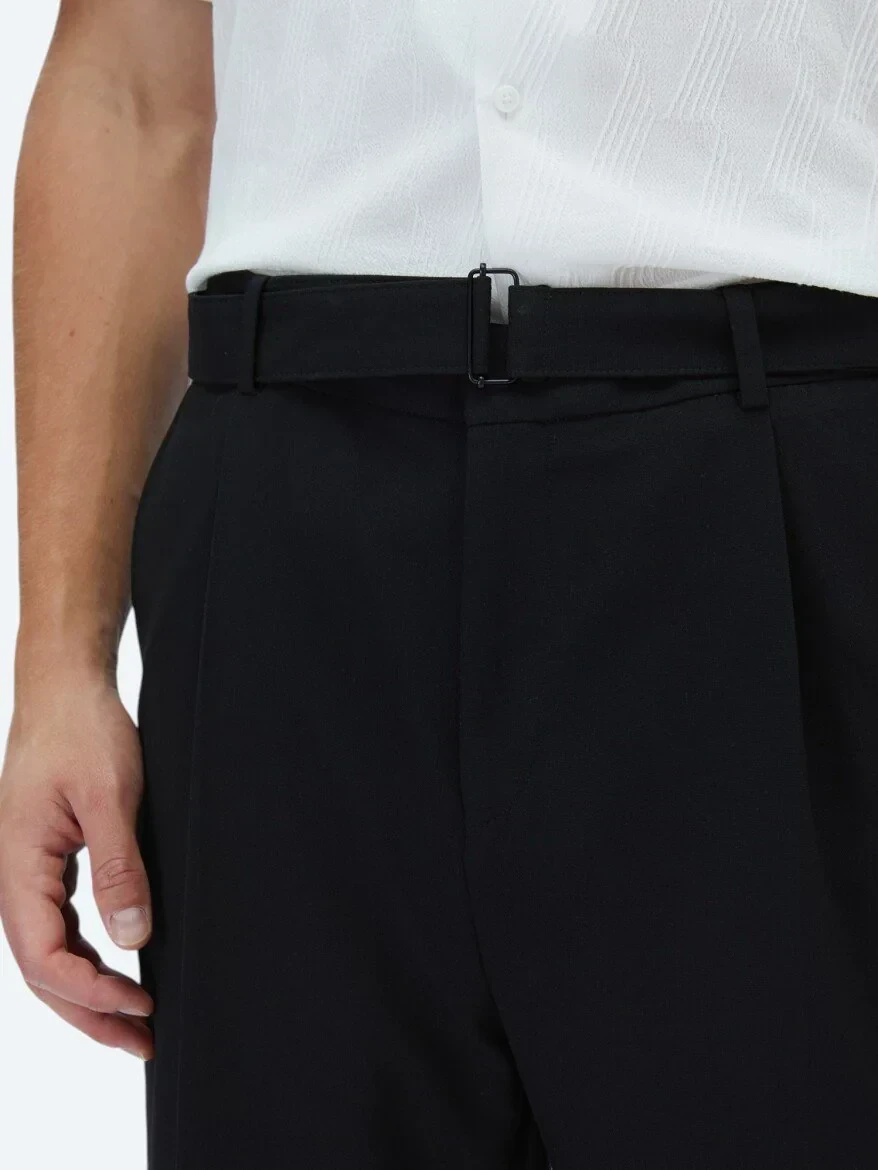 Black Plain Fitted Fit Suit - 6