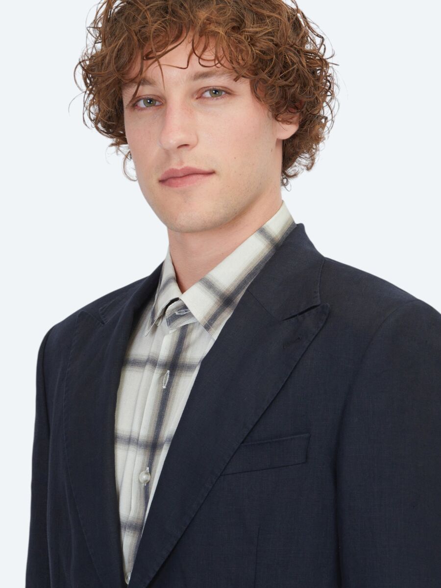 Black Plain Modern Fit 100% Linen Jacket - 3