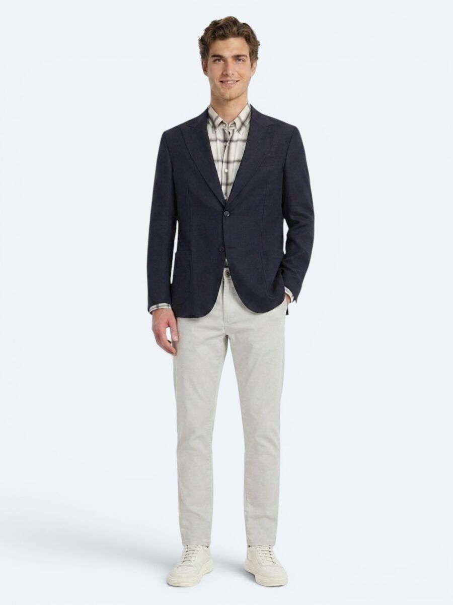 Black Plain Modern Fit 100% Linen Jacket - 2