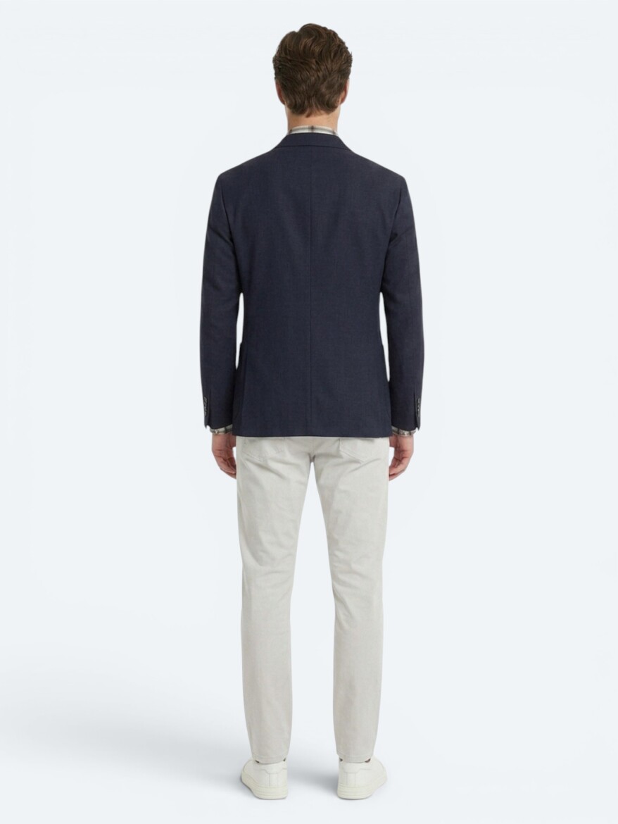 Black Plain Modern Fit 100% Linen Jacket - 4