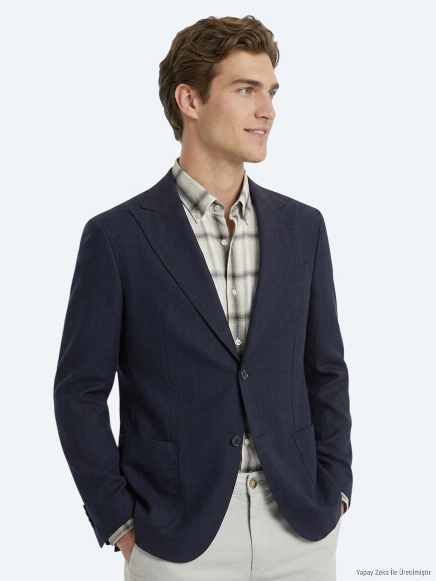 Black Plain Modern Fit 100% Linen Jacket - 3