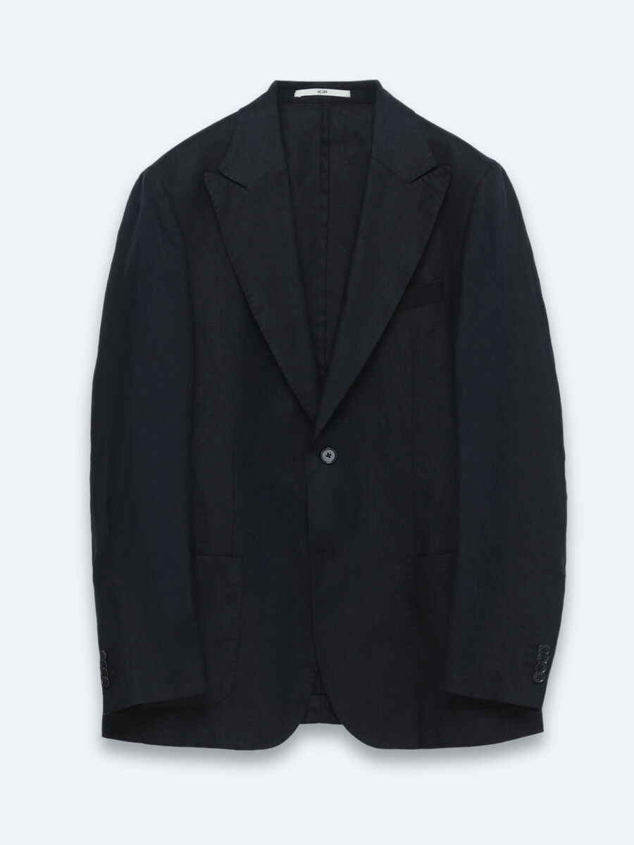 Black Plain Modern Fit 100% Linen Jacket - 5