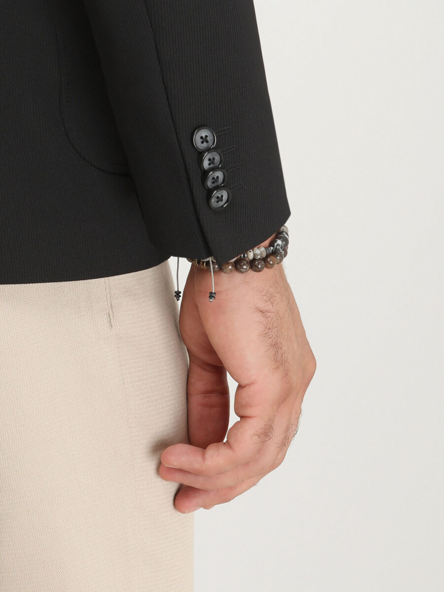 Black Plain Modern Fit Jacket - 6