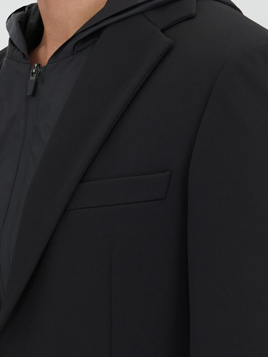 Black Plain Modern Fit Jacket - 6