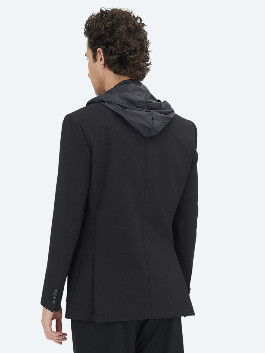 Black Plain Modern Fit Jacket - 7
