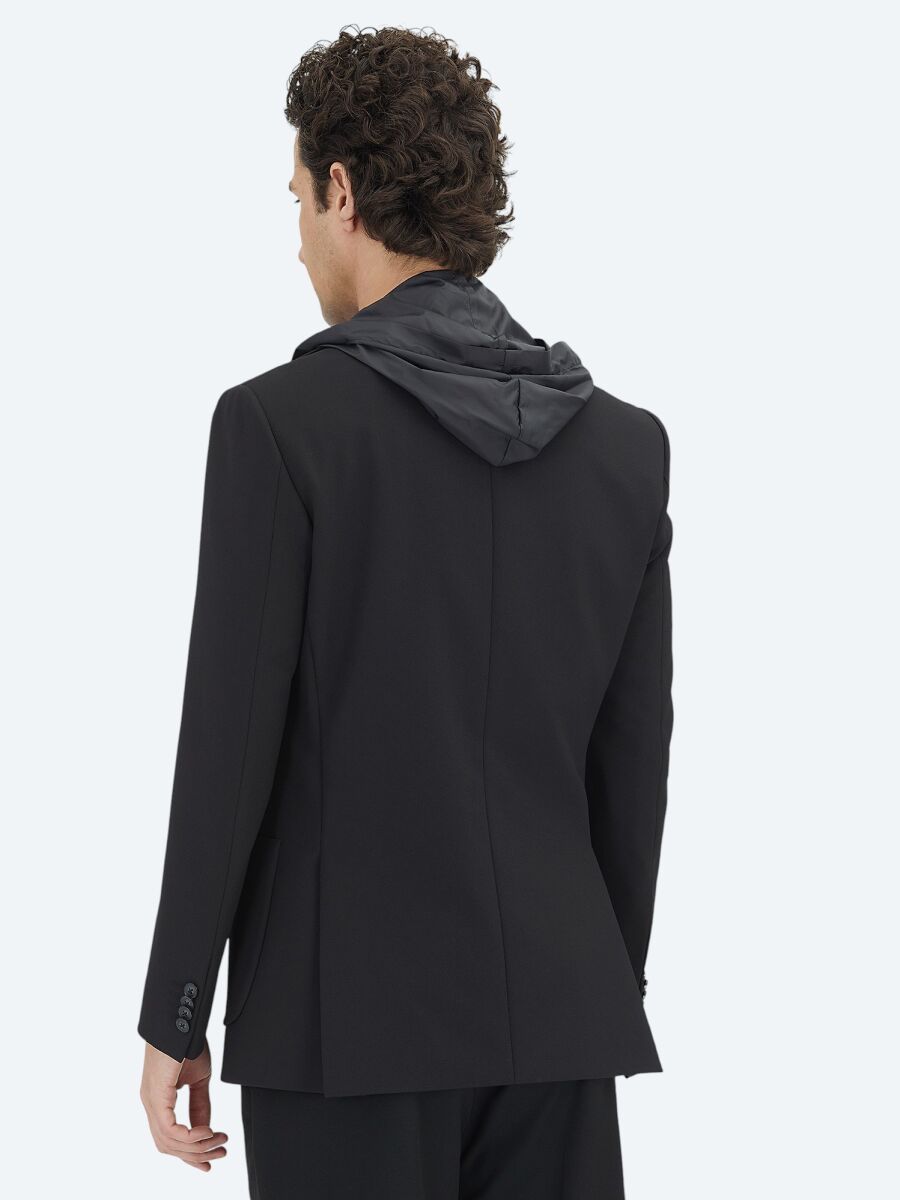 Black Plain Modern Fit Jacket - 7